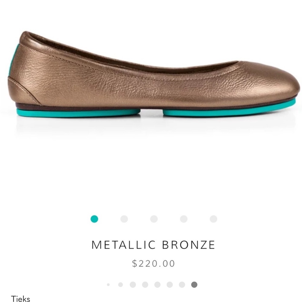 Tieks Metallic Bronze Leather Ballet Flats Shoes Size 8